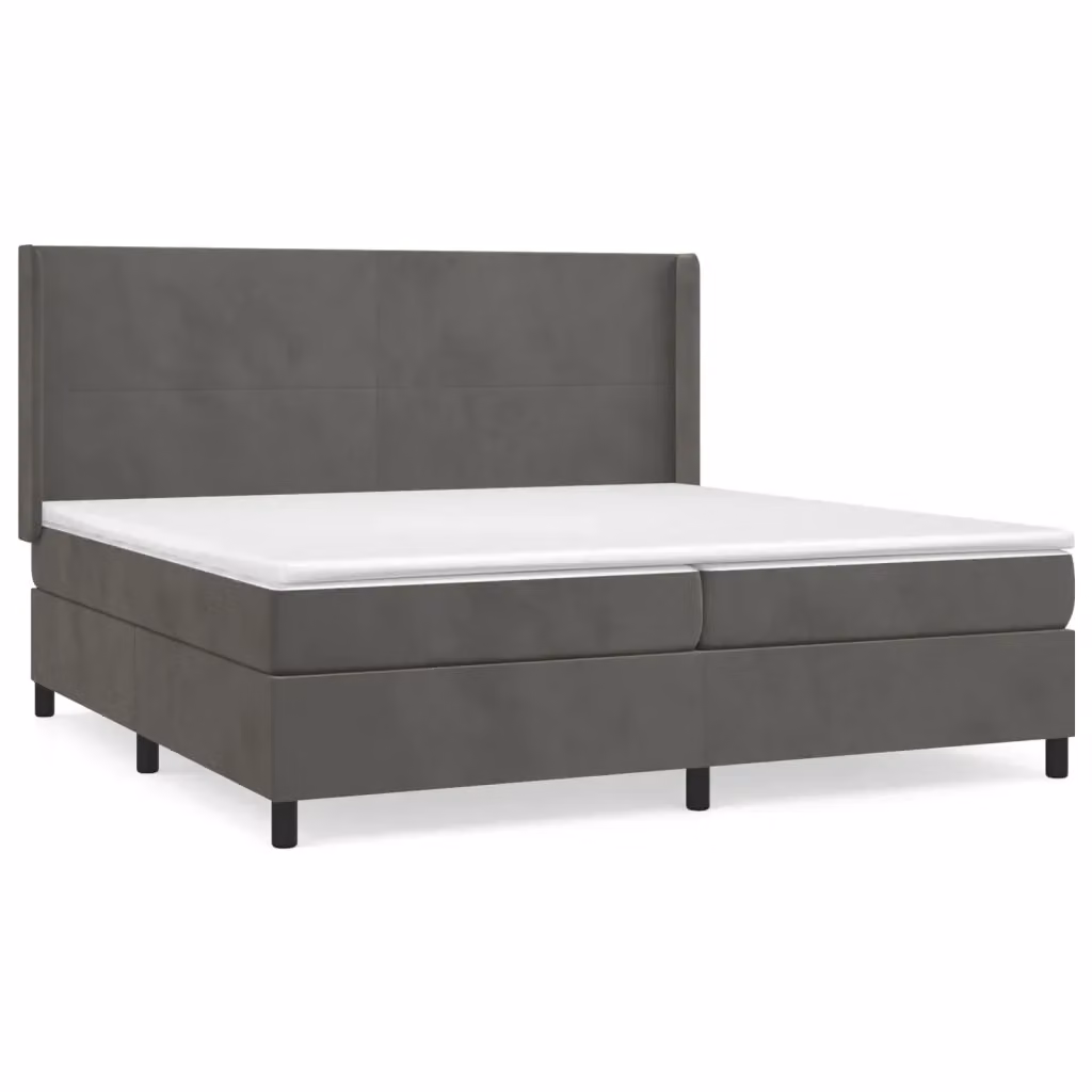 vidaXL Giroletto a Molle con Materasso Ibrido in Velluto Grigio Scuro L/P/H: 200 x 200 x 128 cm – 2