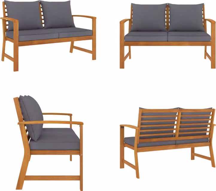 vidaXL Panca da giardino 120 cm con cuscini grigio scuro in legno massiccio di acacia - Panca da giardino - Panche da giardino - Panche da esterno - Panche da esterno