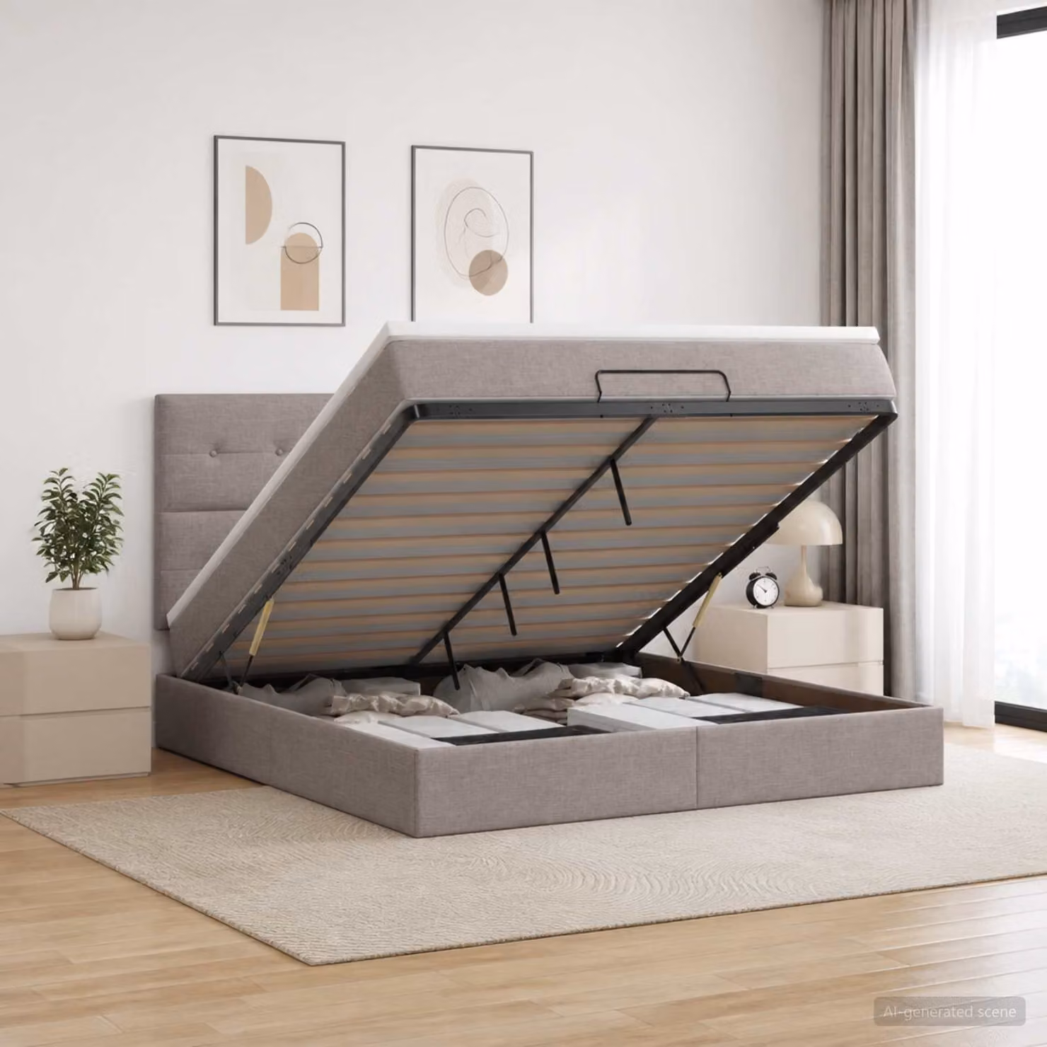 vidaXL Letto ottomano con materasso Tortora 160 x 200 cm Tessuto
