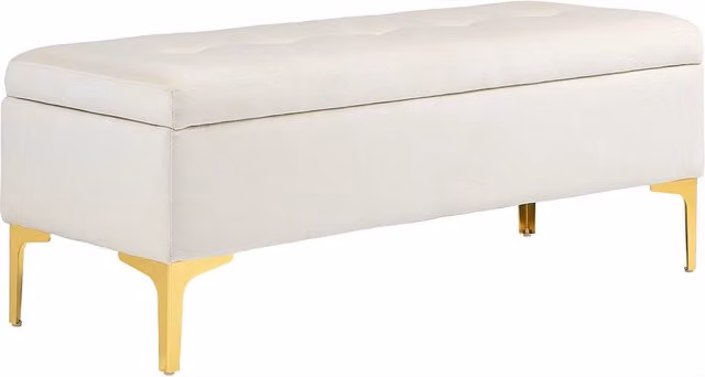 Divano Minimal con cassetti in velluto beige L: 120 cm, P: 44 cm, H: 44,5 cm