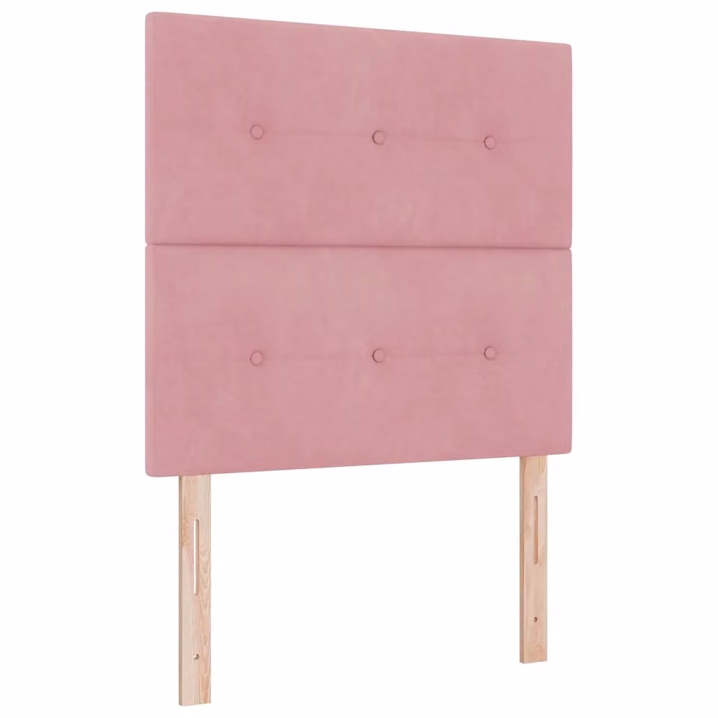 Letto moderno vidaXL in velluto rosa con illuminazione LED sottostante e testiera imbottita L/P: 100 x 200 cm – 2
