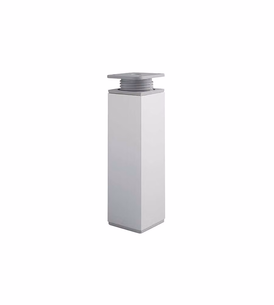 Piede quadro regolabile in plastica L. 40 - H. 150 mm grigio alluminio