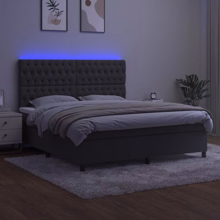 Maison Exclusive - Letto a Molle con Materasso e LED Grigio Scuro 180x200 cm