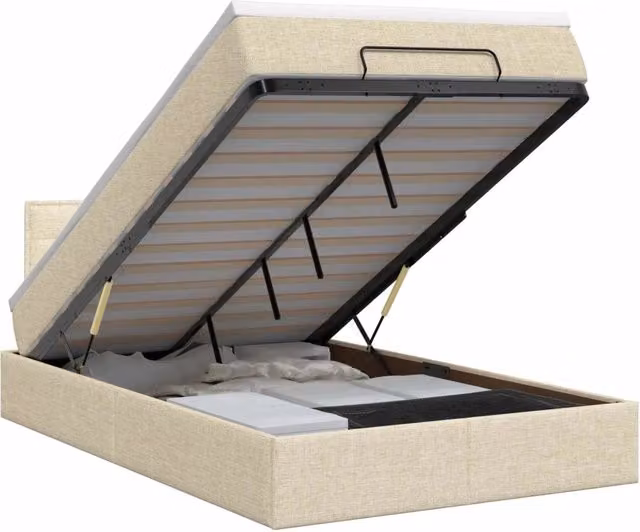 Letto ottomano con materasso Crema 120 x 200 cm Tessuto 3457402