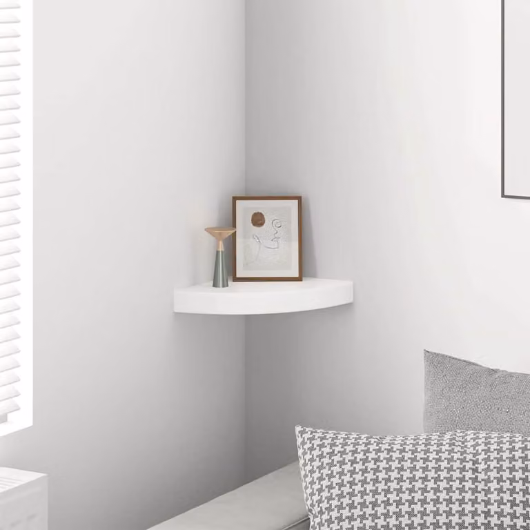 vidaXL Mensola angolare sospesa bianco lucido in MDF L/P/H: 25 x 25 x 3,8 cm