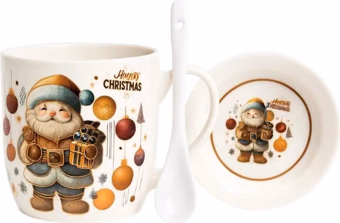 eCa KB34WZ2 Set regalo di Natale - Tazza in Vetroceramica, cucchiaio, piattino 350 ml
