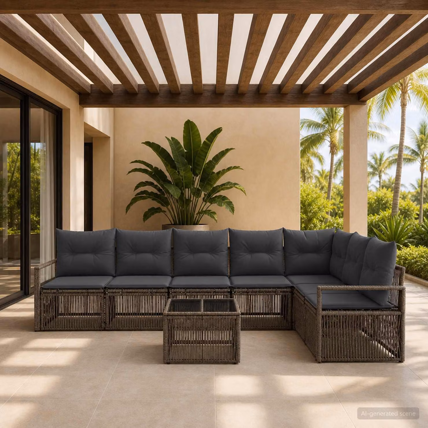 Maison Exclusive - Set da giardino composto da 8 pezzi. Divano in rattan sintetico, colore grigio
