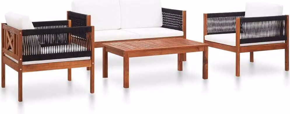 vidaXL Set salotto da giardino 4 pezzi in legno massiccio di acacia