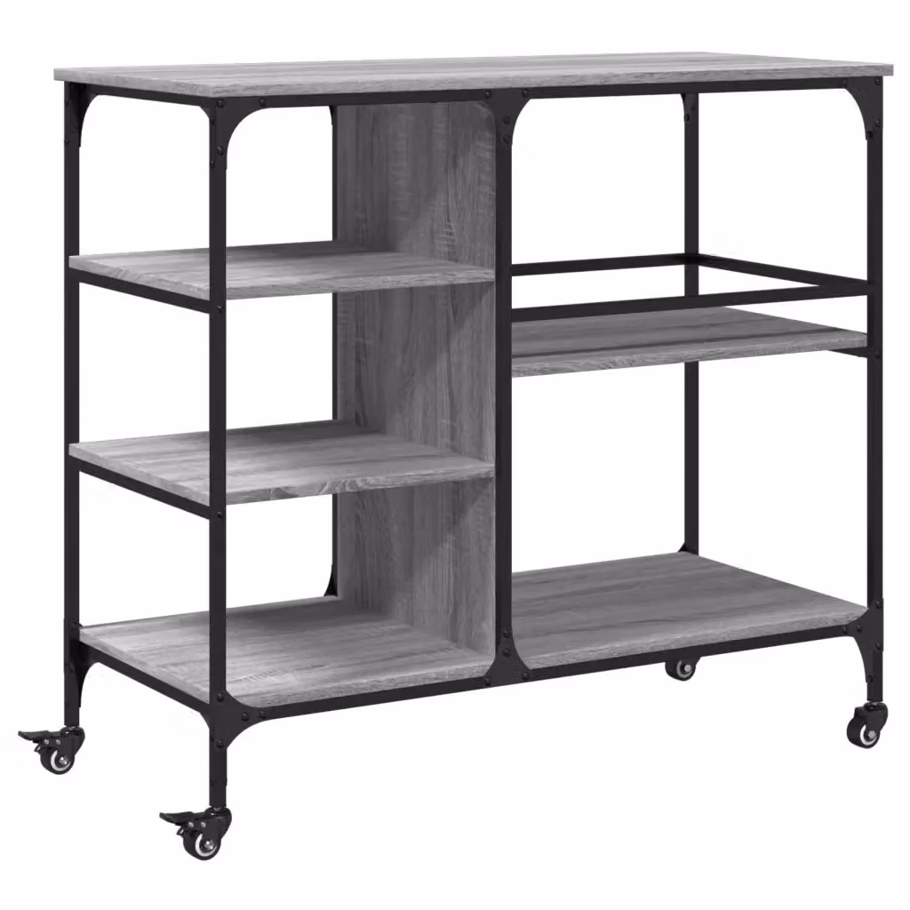 Carrello da cucina stile industriale vidaXL in legno e metallo grigio L/P/H: 100 x 45 x 89,5 cm – 2