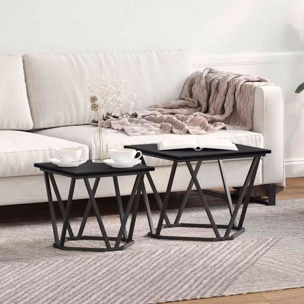 Maison Exclusive - Set di 2 tavolini laterali, finitura effetto legno di quercia nero, dimensioni 50 x 50 x 40 cm