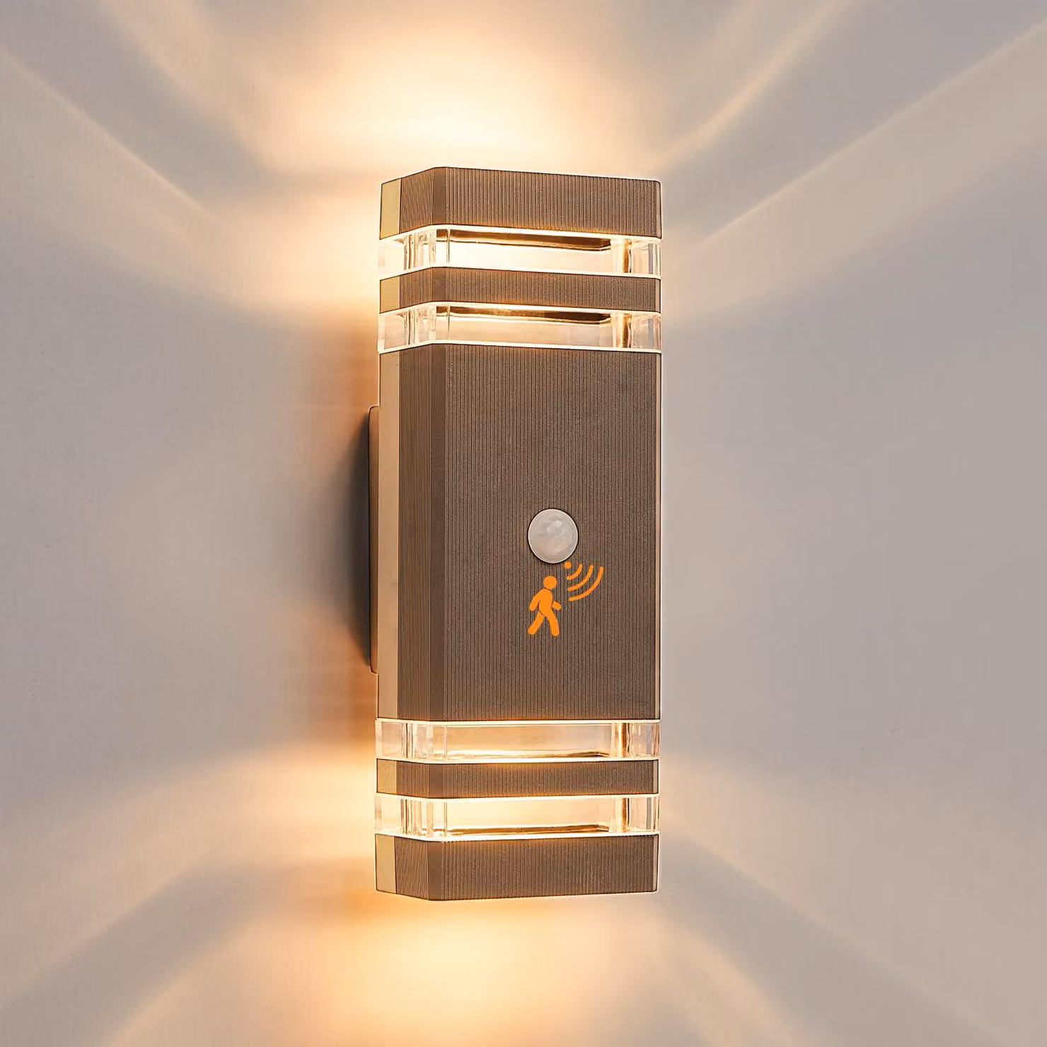 Lampada da parete esterna a LED con sensore di movimento, grado di protezione IP65, attacco GU10, temperatura di colore 3000 K, confezione da 2