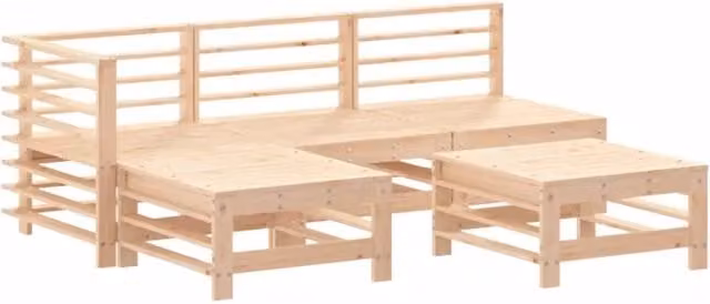 Set Salotto da Giardino 5 pz | Set di Mobili da Esterno in Legno Massello di Pino