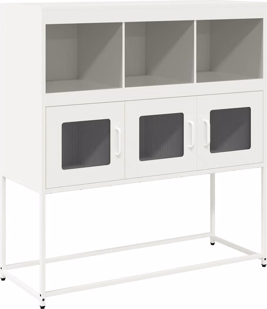 Credenza Bianca 100,5x39x107 cm in Acciaio Laminato a Freddo