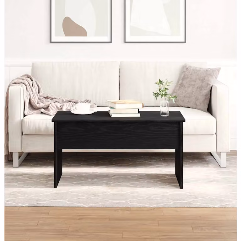 vidaXL Tavolino da salotto moderno in legno color rovere e nero L: 80 cm, P: 50,5 cm, H: 41,5 cm