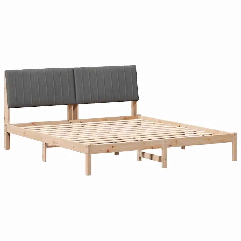 Struttura del letto moderna in pino massello vidaXL, colore marrone, L/P: 180 x 200 cm – 2