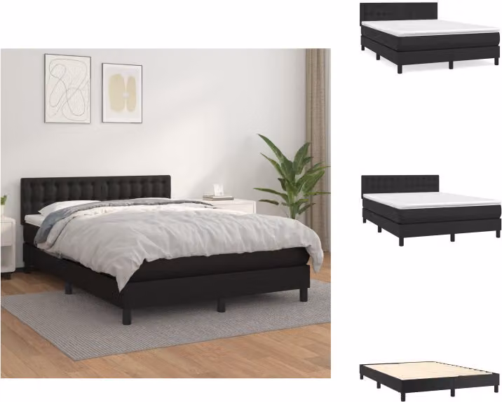 vidaXL Letto a molle con materasso nero 140x200 cm in Pelle finta - Letti e strutture letto