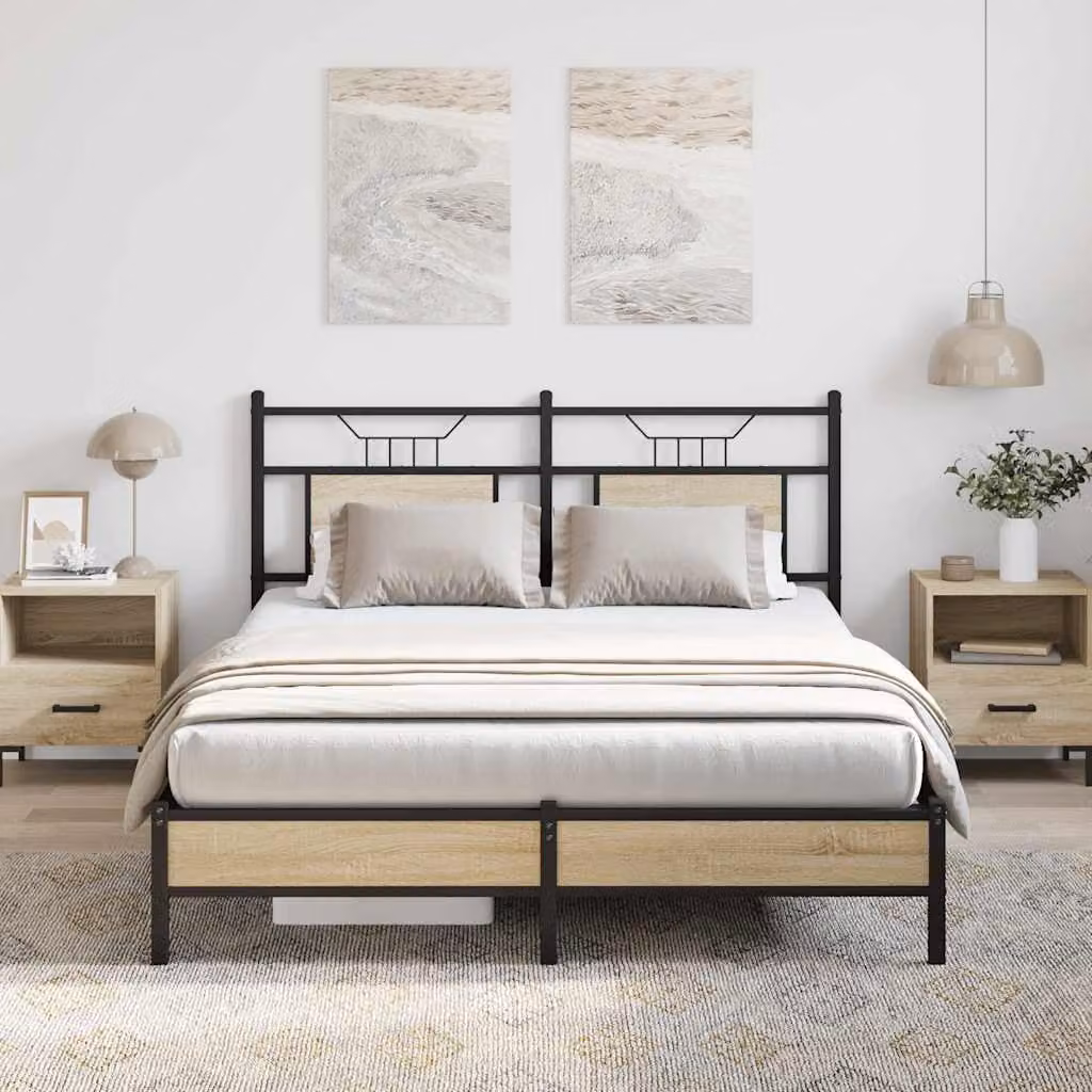 vidaXL Giroletto senza Materasso in Rovere Sonoma e Truciolato, L/P: 150 x 200 cm