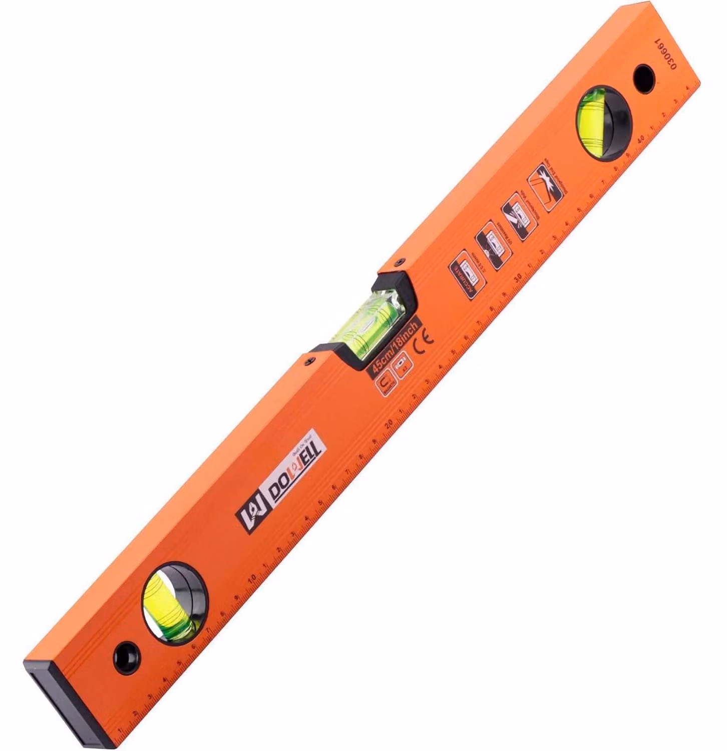 Livella a magnete da 450 mm (18 pollici) con 3 fiale (45°/90°/180°) e scala metrica