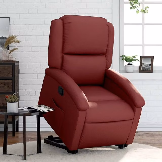 Poltrona Alzapersona Reclinabile vidaXL in Similpelle Rossa con Assistenza Elettrica per Senior – 1