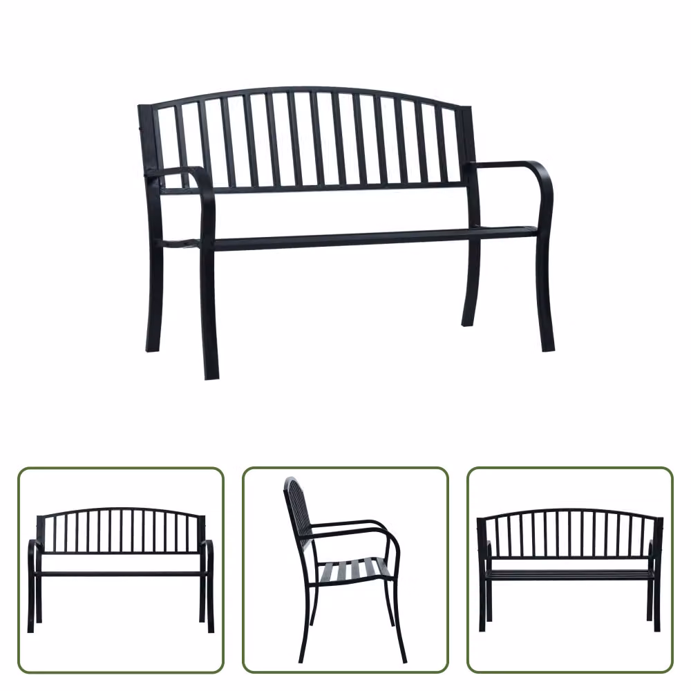 The Living Store panchina da giardino nera 120 cm in acciaio