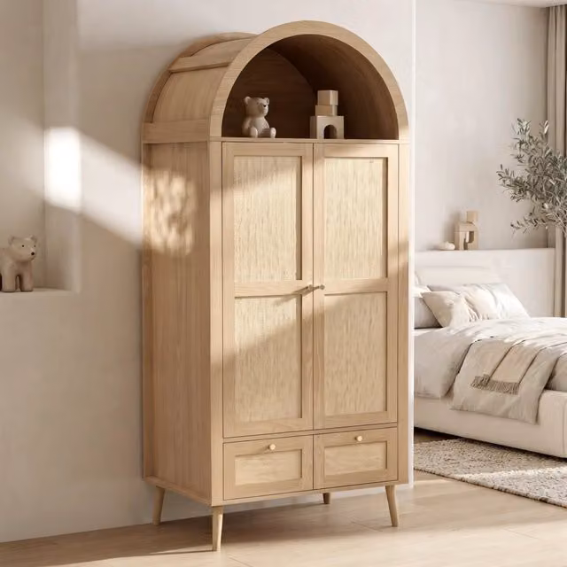 Desviae Armadio per camera da letto ad arco con cassetti e vano aperto in MDF effetto rovere 80 × 55 × 180 cm