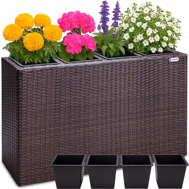 Fioriera da esterno Casaria in polyrattan marrone L: 95 cm, P: 27 cm, H: 60 cm