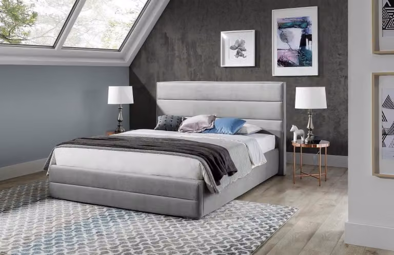 Graues Bett Moderne Bettgestelle Polster Möbel Luxus Hotel Betten Schlafzimmer
