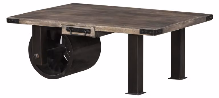 MASSIVMOEBEL24 | tavolino da salotto in legno di Mango 110x80x43 grigio scuro laccato RAILWAY #205