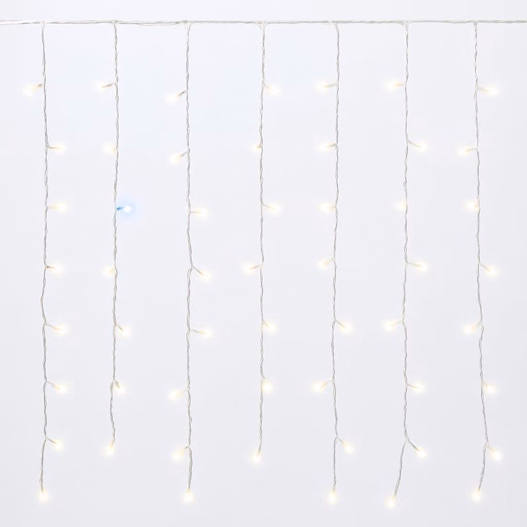 Tenda luminosa con 200 LED, 2 metri di lunghezza, colore giallo, grado di protezione IP65, espandibile, effetto lampeggiante