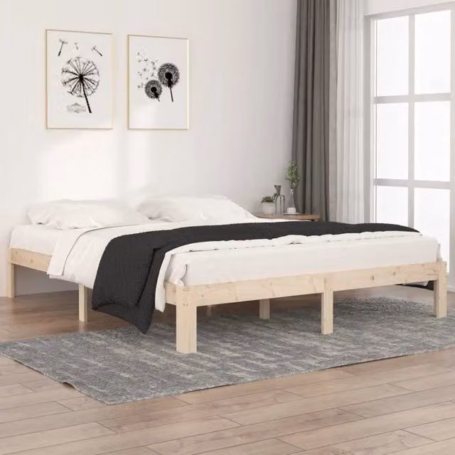 Giroletto vidaXL in legno massello di pino non trattato con doghe fisse L: 160 cm, P: 200 cm, H: 30 cm