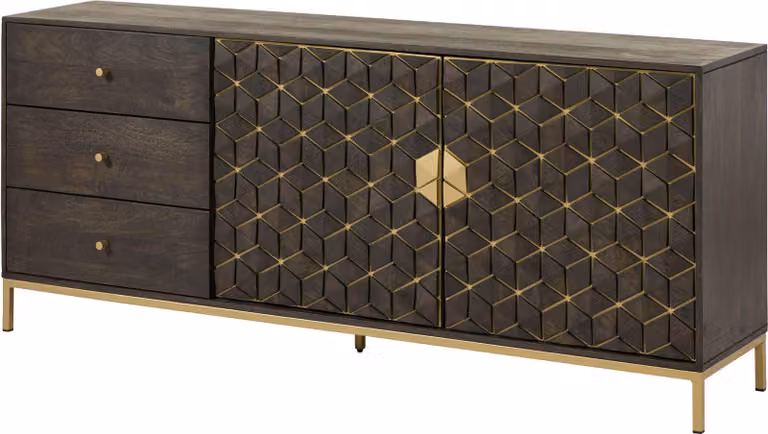 MASSIVMOEBEL24 | DIAMOND #120 Credenza in legno di mango - oliato / grigio 180x40x77