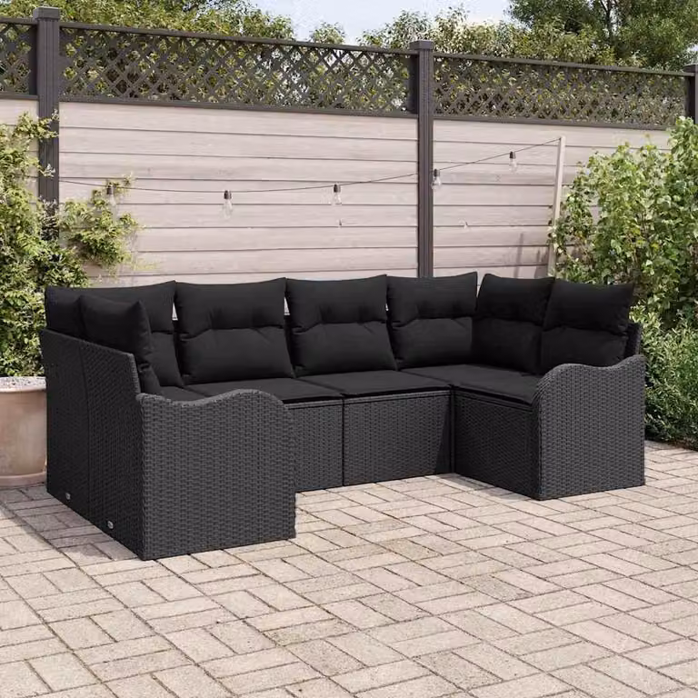 Maison Exclusive - Set Divano da Giardino con cuscino 6 pcs Nero Poly Rattan