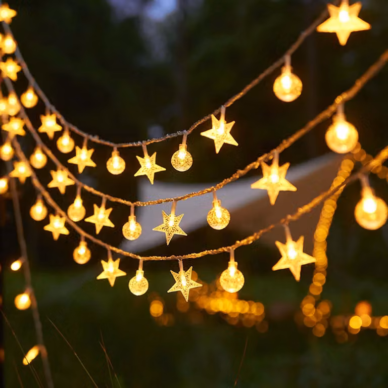 Catena luminosa a LED con palline, 6 metri, 40 LED, multicolore, alimentata a batteria