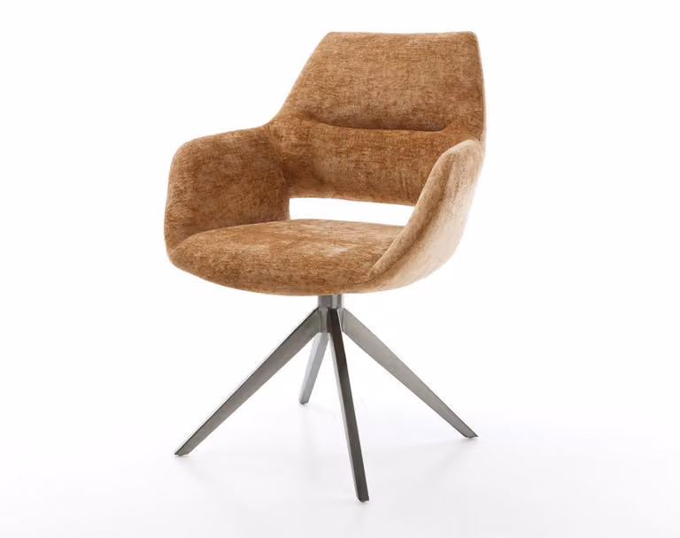 DELIFE Sedia girevole Yago-Flex con braccioli Chenille Rost Base a croce larga Grafite Girevole a 360° Funzione oscillante Molle insacchettate