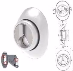 Defender Regolabile a Ghiera Mottura con Mostrina Piena in Acciaio Inox Cromato Satinato Argento 65 mm x 90 mm