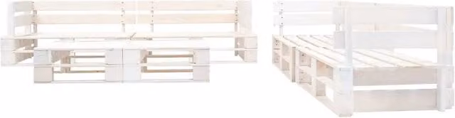 Set di divani da giardino vidaXL in legno di pino bianco con cuscini, composizione a L da 6 pezzi per esterno