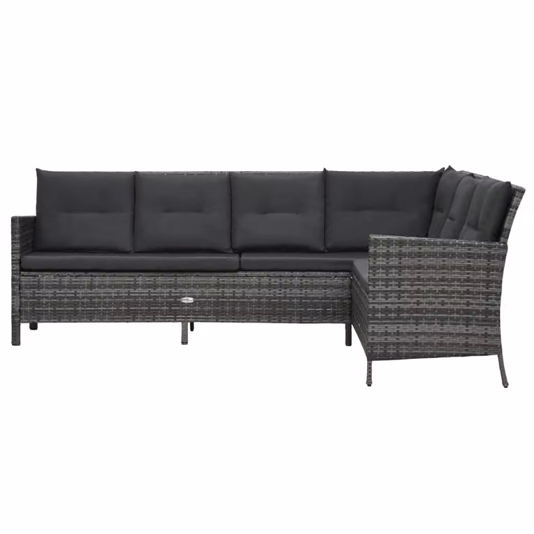 set di 3 pezzi per salotto da giardino con cuscini in poly rattan grigio