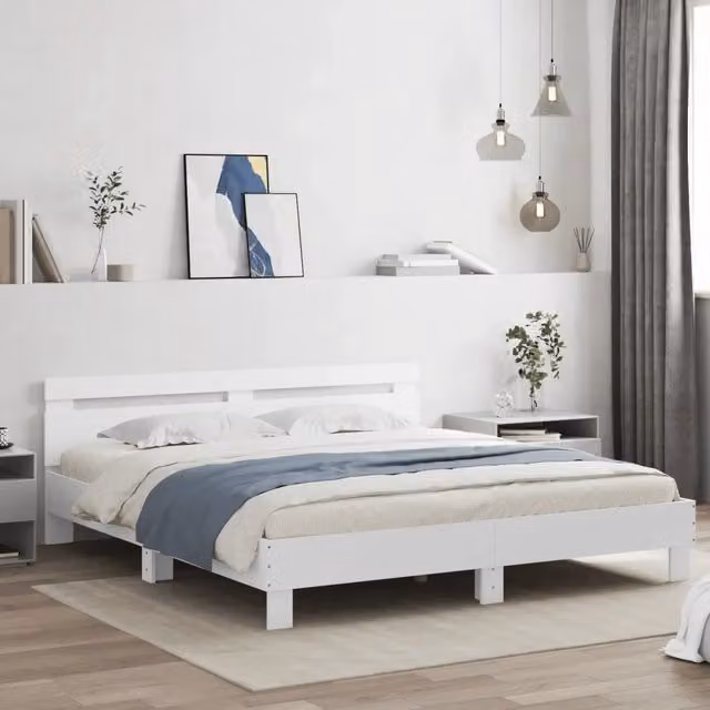 Letto con testiera vidaXL in legno multistrato bianco L/P/H: 200 x 200 x 30 cm – 1