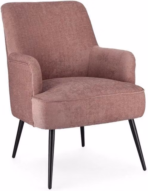 Poltrona Soggiorno 60x67x79 cm Adeline in Tessuto Rose