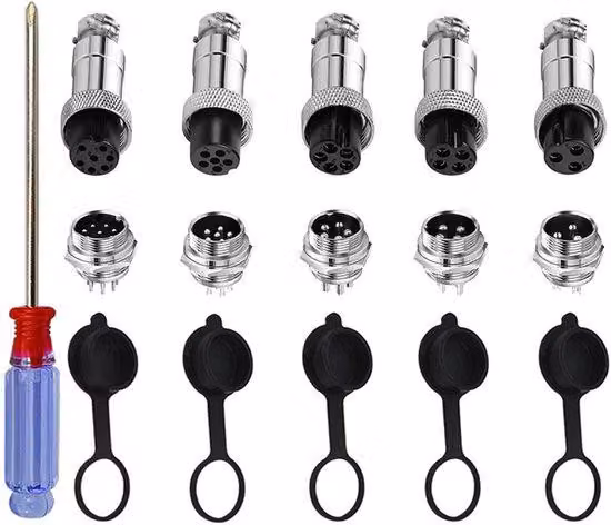 Set di 15 connettori da 5 A, 12 mm, in metallo