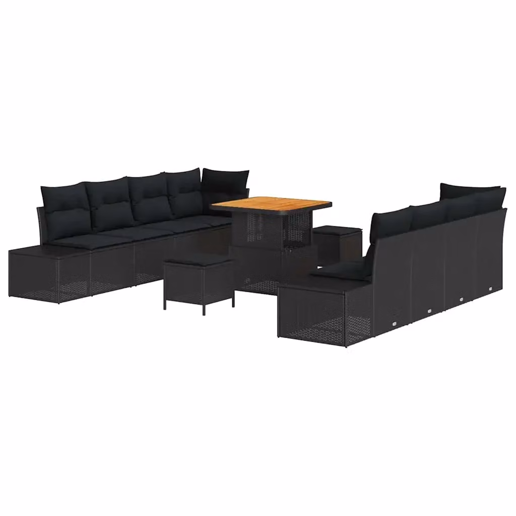 vidaXL Set Divano da Giardino Moderno 11 Pezzi Nero con Cuscini e Struttura in Metallo – 2