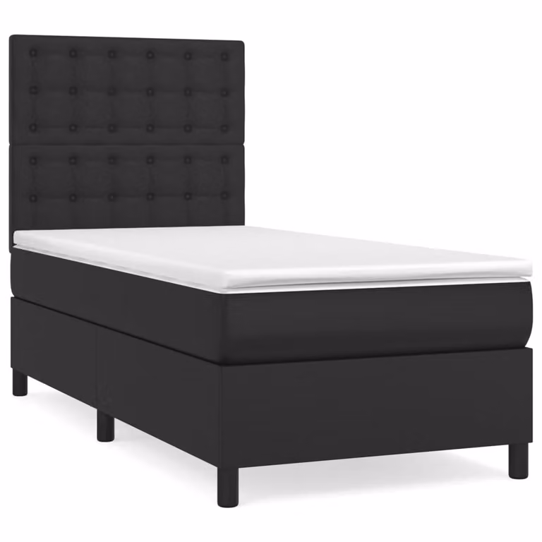 Giroletto a Molle con Materasso Nero 90x190 cm in Pelle finta