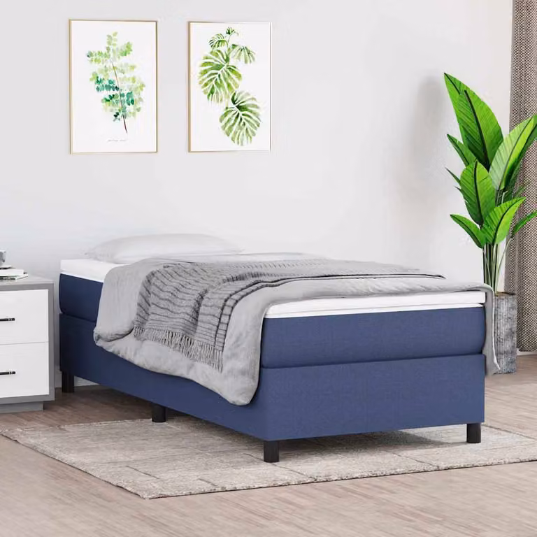 vidaXL Struttura Letto Imbottita in Tessuto Blu con Doghe a Molla L: 200 cm, P: 100 cm, H: 35 cm