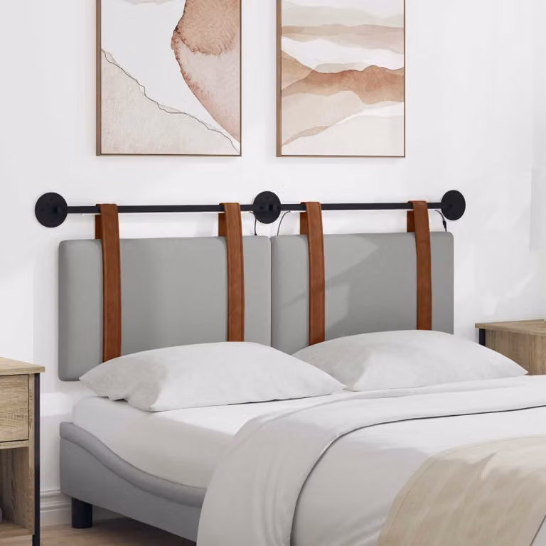 Testiera sospesa vidaXL in similpelle Grigio con illuminazione integrata, L: 130 cm, H: 55 cm, P: 5 cm