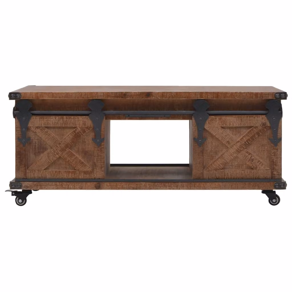 vidaXL Tavolino in legno massiccio di abete 91x51x38 cm marrone