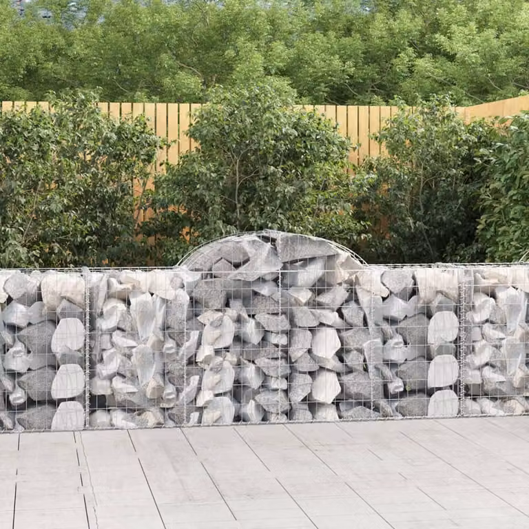 Set di 15 Cesti Gabbioni ad Arco vidaXL in Acciaio Zincato Grigio L: 200 cm, P: 50 cm, H: 80/100 cm