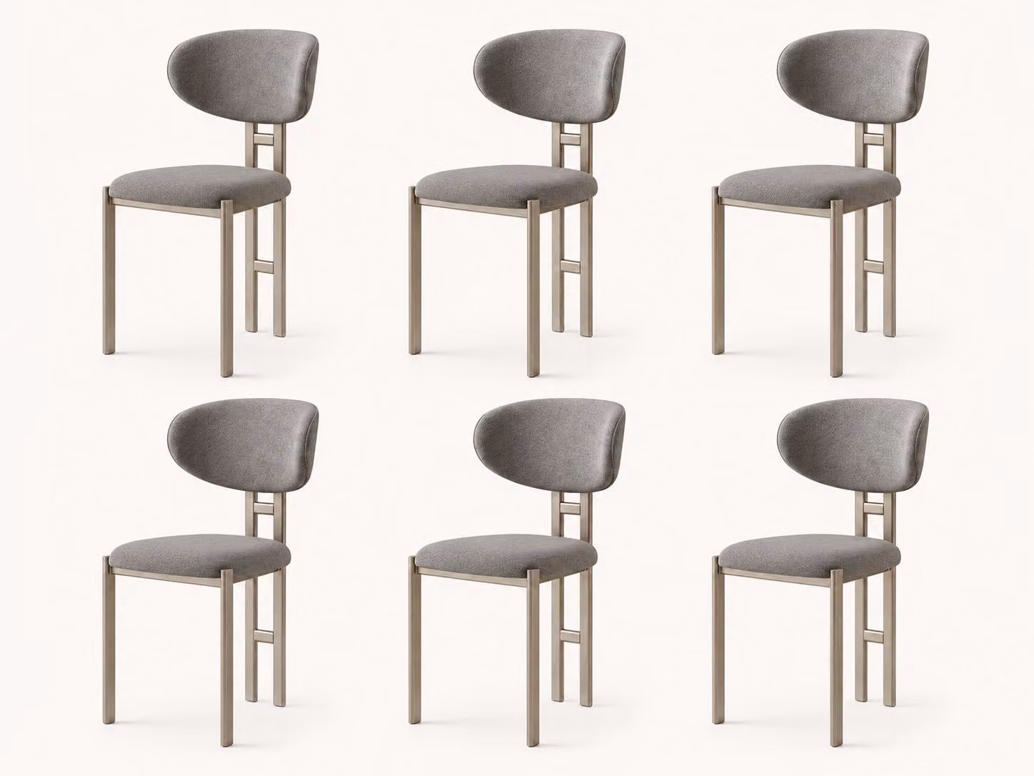 Set di 6 sedie, design moderno, imbottitura in tessuto, colore beige, confortevoli e morbide