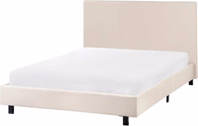Letto Beliani moderno in tessuto beige con testiera piccola L/P: 120 x 200 cm