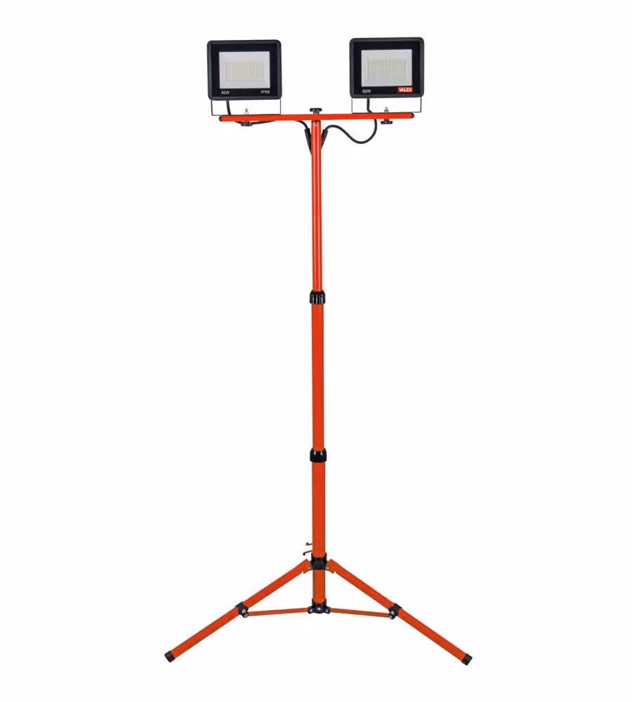 Valex Proiettore LED Faro Da Cantiere Fredda 2x50W Treppiede Regolabile