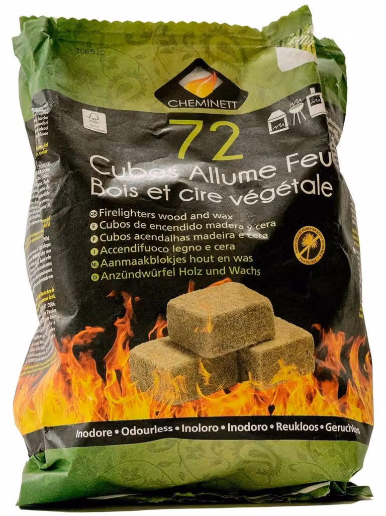 Cubetti per accendifuoco - 72 pezzi - Cera vegetale